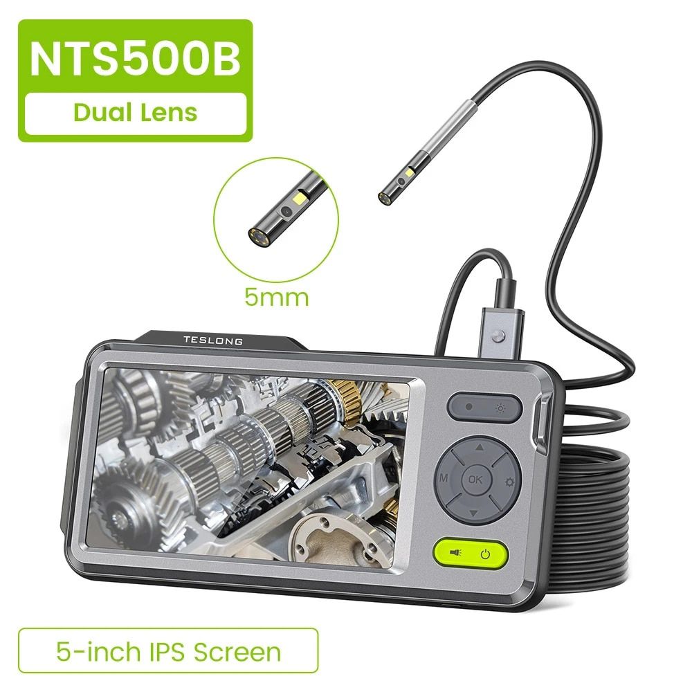Nts500b 5,0 "LCD 5mm double lens endoscope camera 1080p Digital TV Mirror tube car inspection camera endoscope