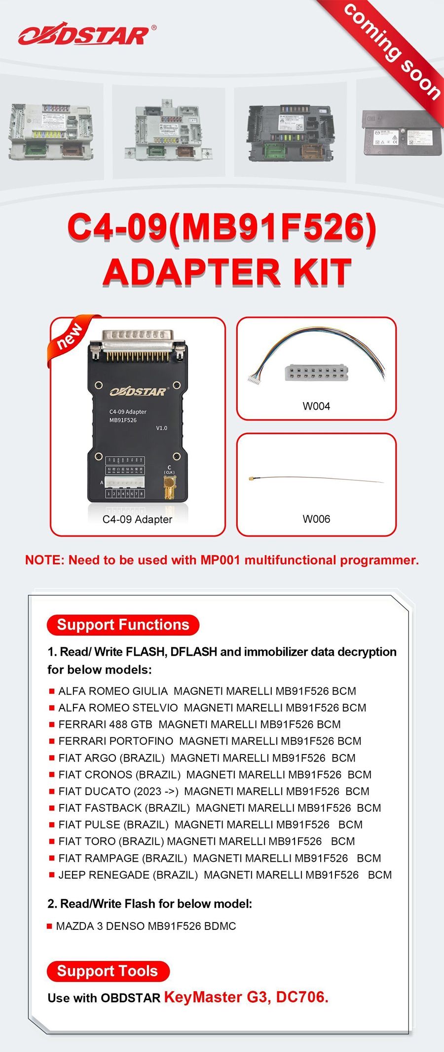 OBDSTAR C4-09 (MB91F526) Kit d'adaptateur Utilisation avec OBDSTAR X300 Classique G3 / DC706