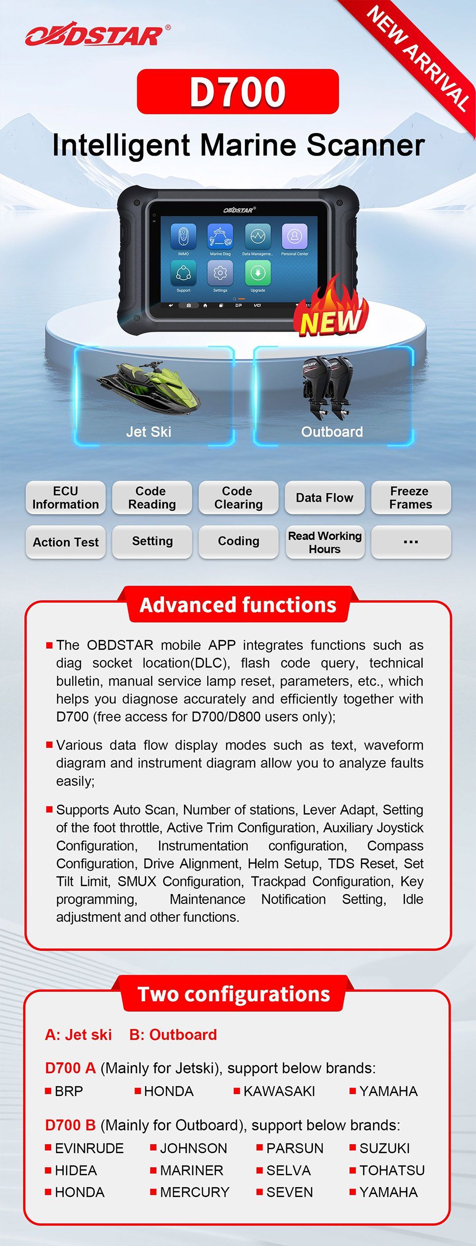 Scanner marin intelligent OBDSTAR D700