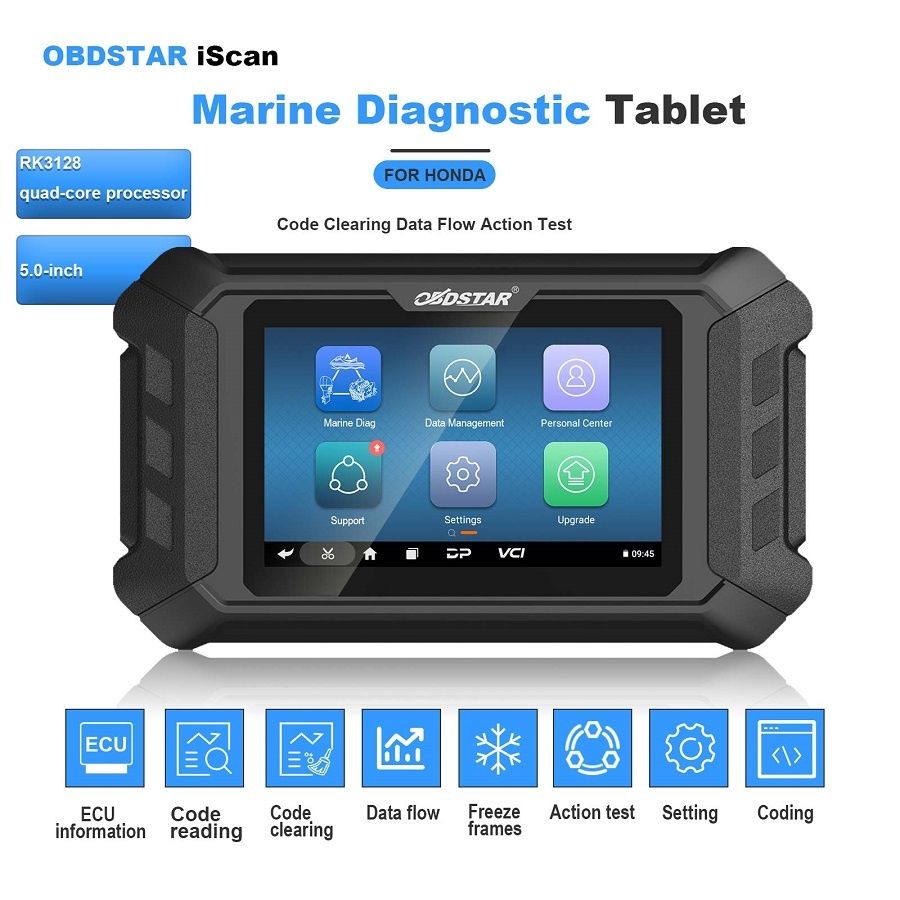 OBDSTAR iScan pour HONDA Marine Diagnostic Tablet Code Reading Code Clearing Data Flow Action Test pour 2004 -2022 Jet Ski Outboard Model