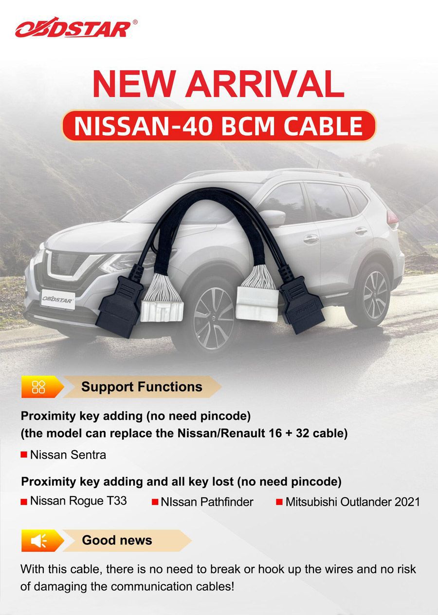Câble obdstar Nissan - 40 BCM pour x300 DP plus / x300 pro4 / x300 DP Key Master