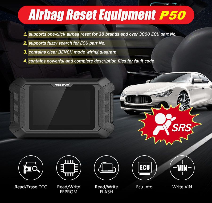 Obdstar P50 airbag réinitialisation 