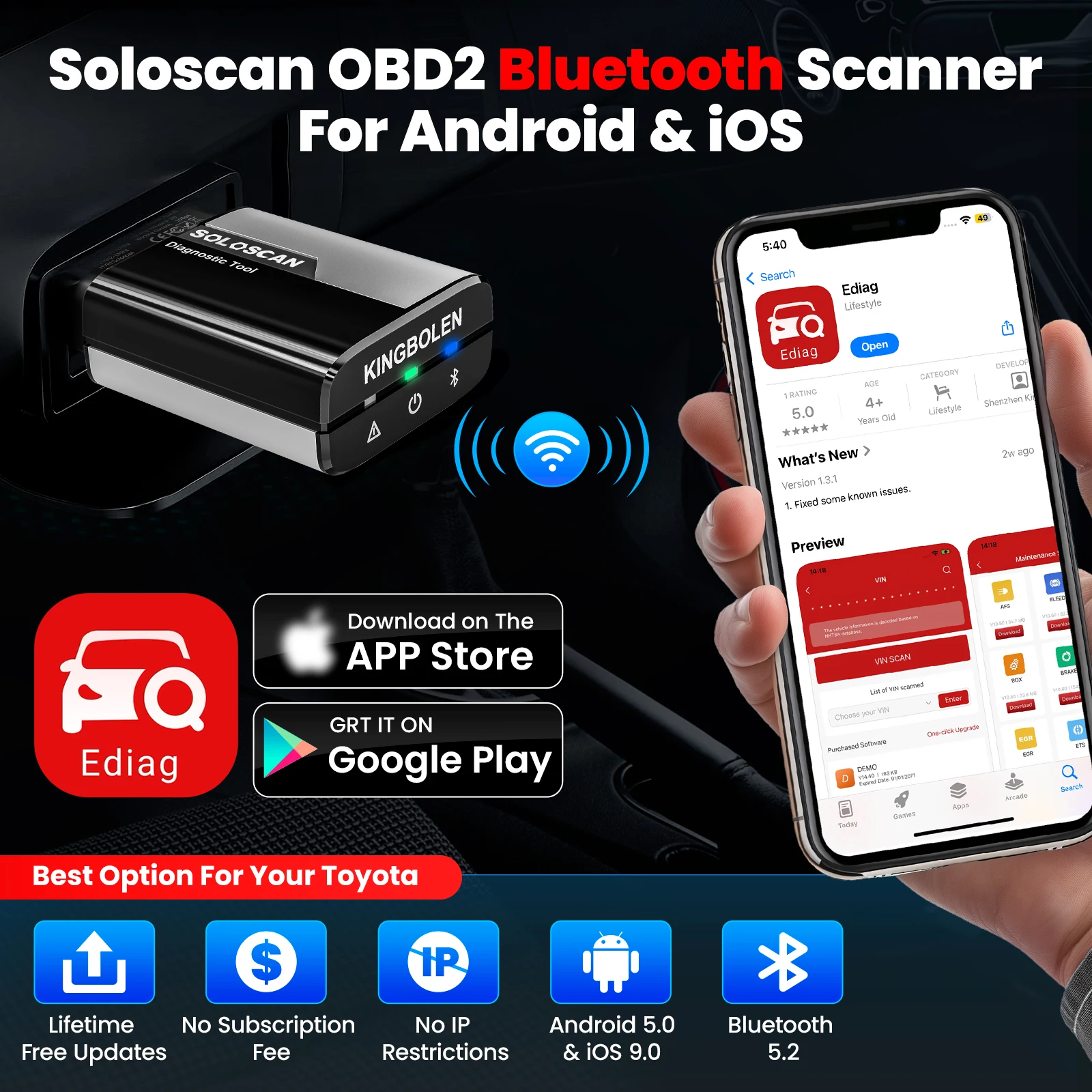 Soloscan pour Toyota Lexus OBD2 Scanner