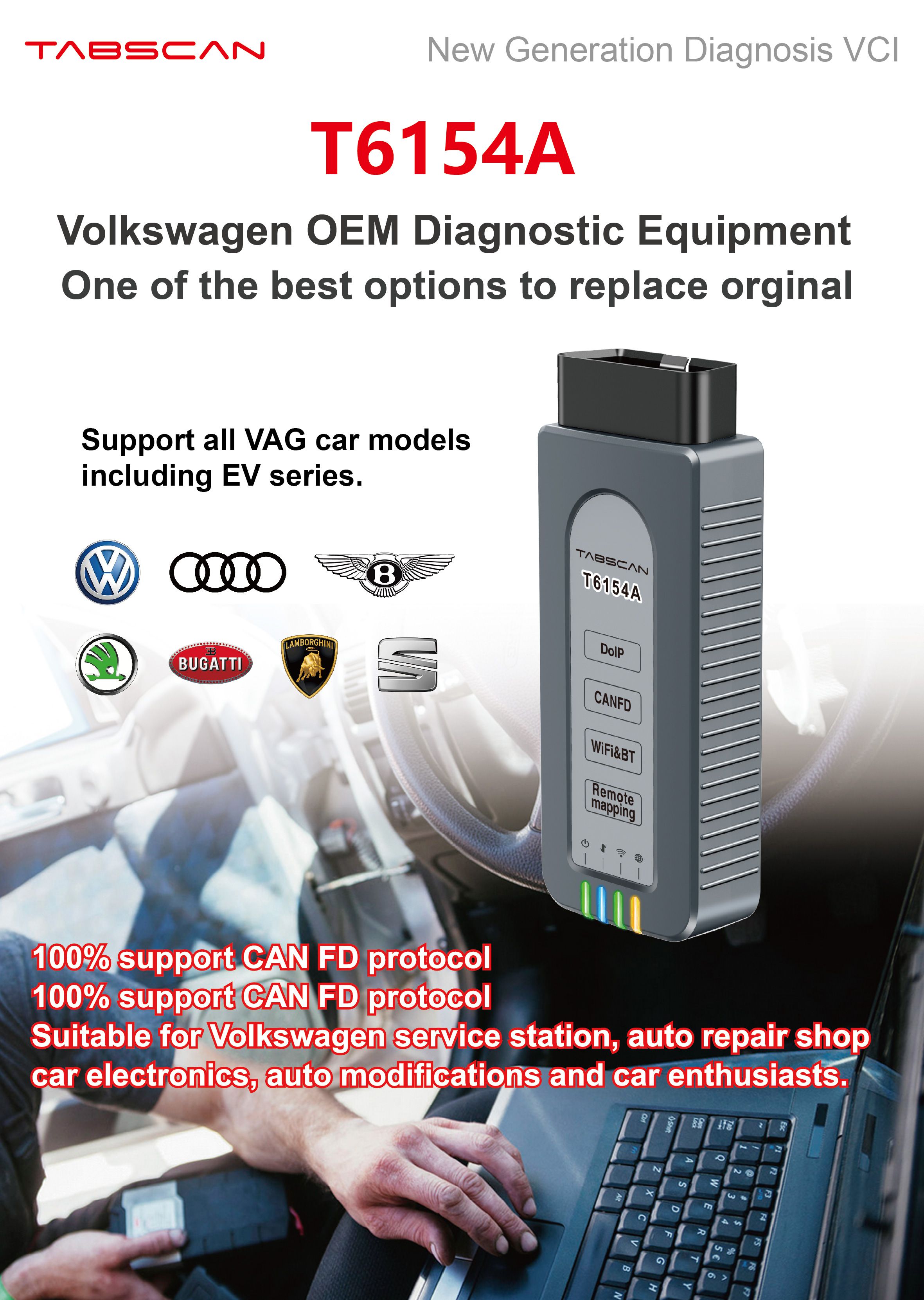 Tabscan t6154a nouvelle génération diagnostic VCI VW OEM diagnostic