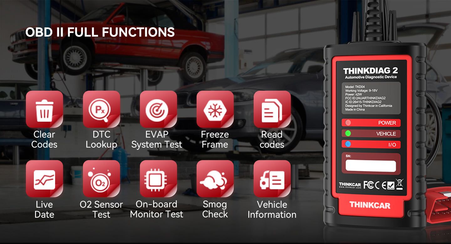 THINKCAR Thinkdiag2 Scanner de diagnostic bidirectionnel de tous les syst&egrave;mes pour iOS et Android avec protocole CAN-FD et 15+ fonctions de r&eacute;initialisation