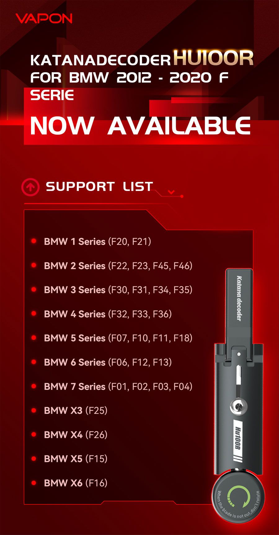 VAPON KATANA Décodeur HU100R pour BMW Série F 2012-2020