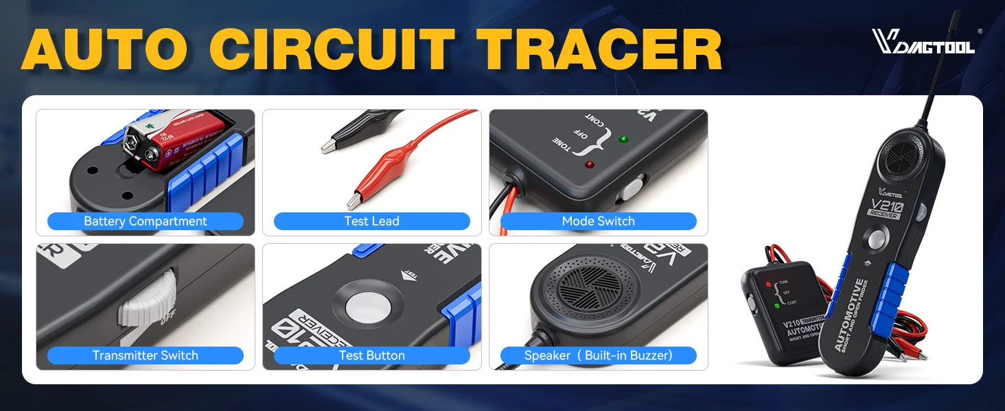 Testeur de circuit automobile VDIAGTOOL V210