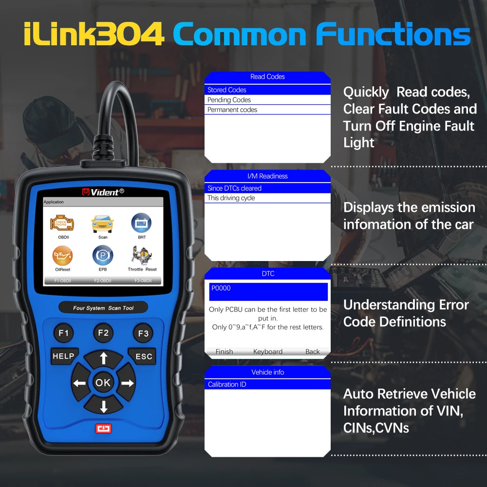 Vident ILink304 OBD2 scanner automobile