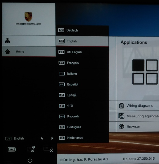 Porsche PIWIS3 Langues d'assistance