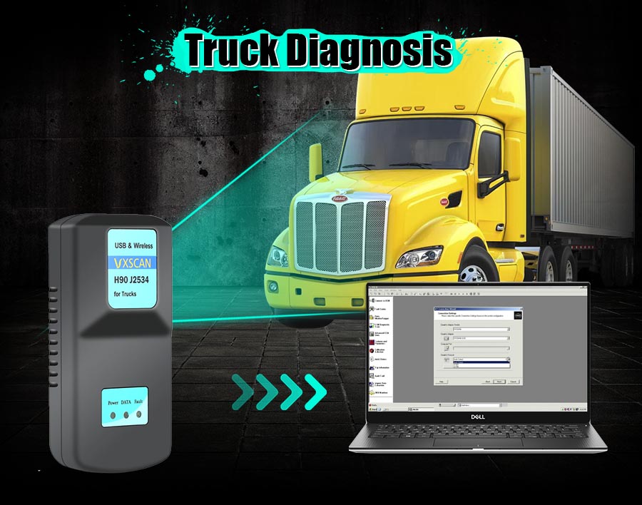 Interface de diagnostic de camion diesel VXSCAN H90 J2534