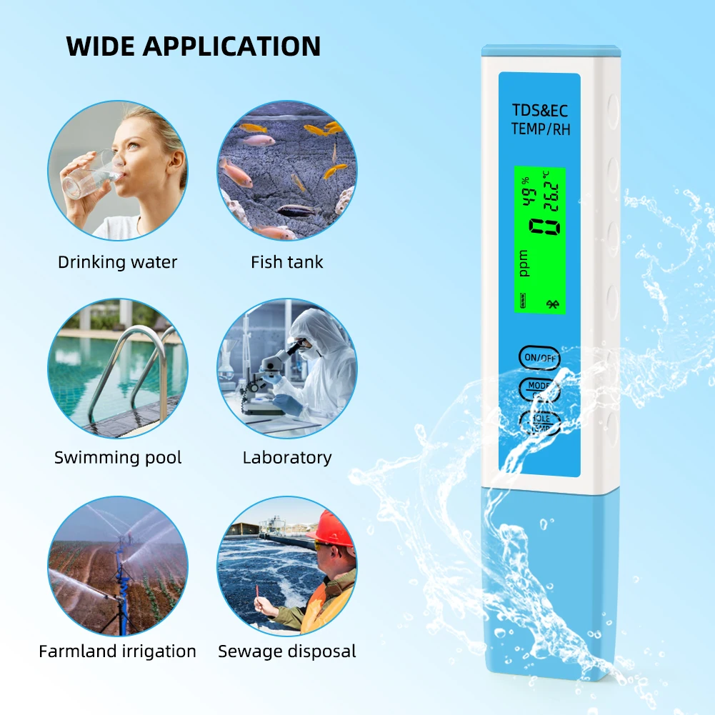 Testeur 4 en 1 de qualité d'eau Yieryi – Conductivit