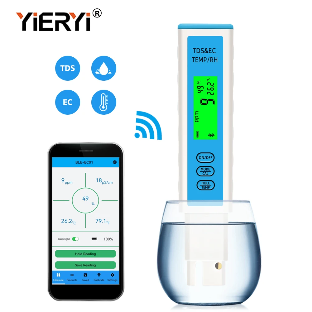 Testeur 4 en 1 de qualité d'eau Yieryi – Conductivit