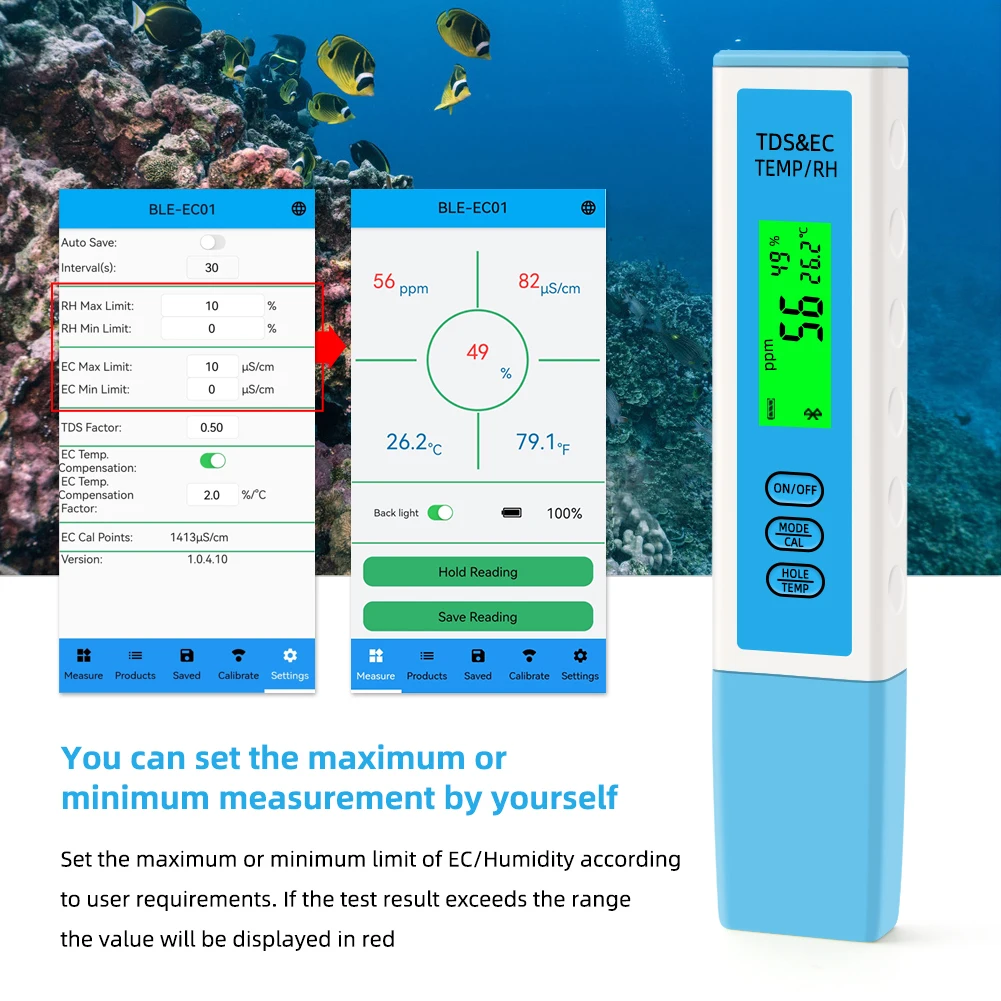 Testeur 4 en 1 de qualité d'eau Yieryi – Conductivit
