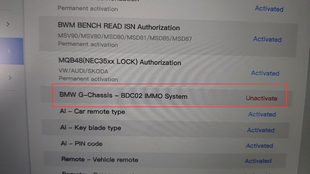 Xhorse BMW G-Chassis&ndash;BDC02 Syst&egrave;me IMMO (BMW S&eacute;rie G BDC2) Autorisation pour Key Tool Plus, VVDI2 et Key Tool MIDI