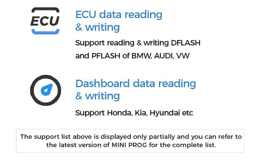 Mini - prog - ECU et lecture et écriture des données du tableau de bord