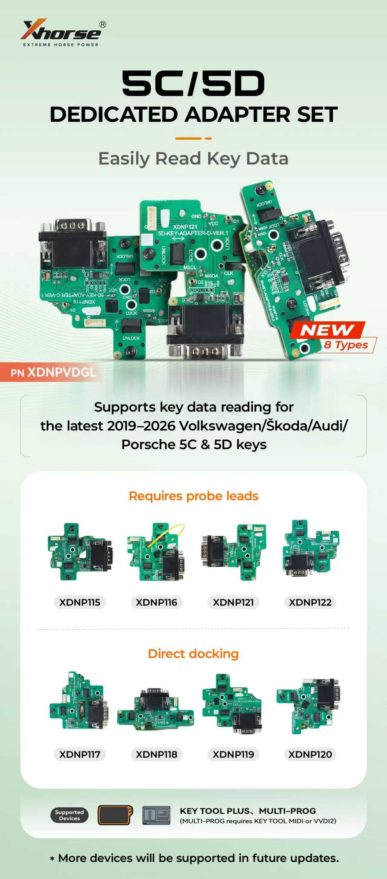 Xhorse XDNPVDGL MQB 5C/5D Set d'adaptateur d&eacute;di&eacute; travail avec Key Tool Plus, Multi Prog
