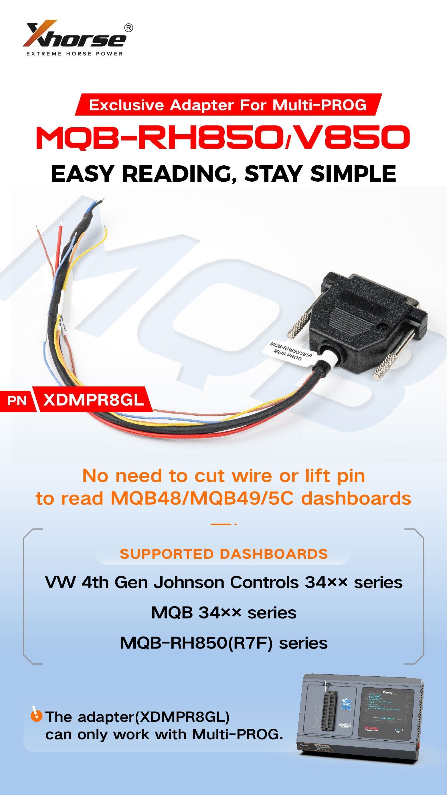 Adaptateur Xhorse XDMPR8GL MQB-RH850/V850 pour Xhorse MULTI-PROG Pro-level Programmer