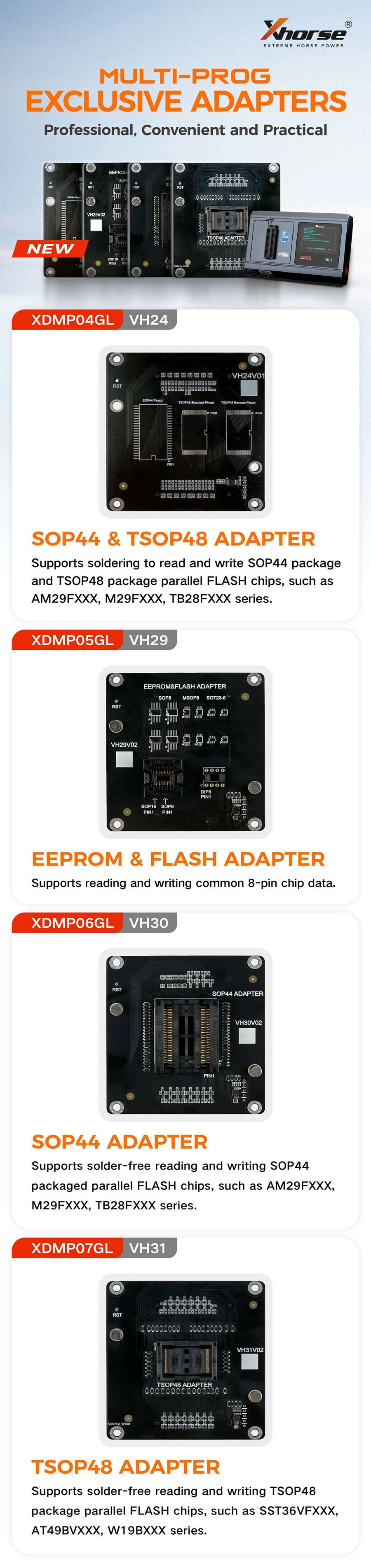 Adaptateurs de programmateur multi-prog Xhorse
