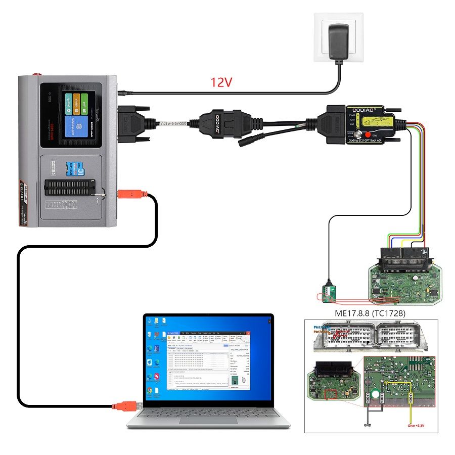 Diagramme de connexion du c&acirc;ble GODIAG G-V ECU