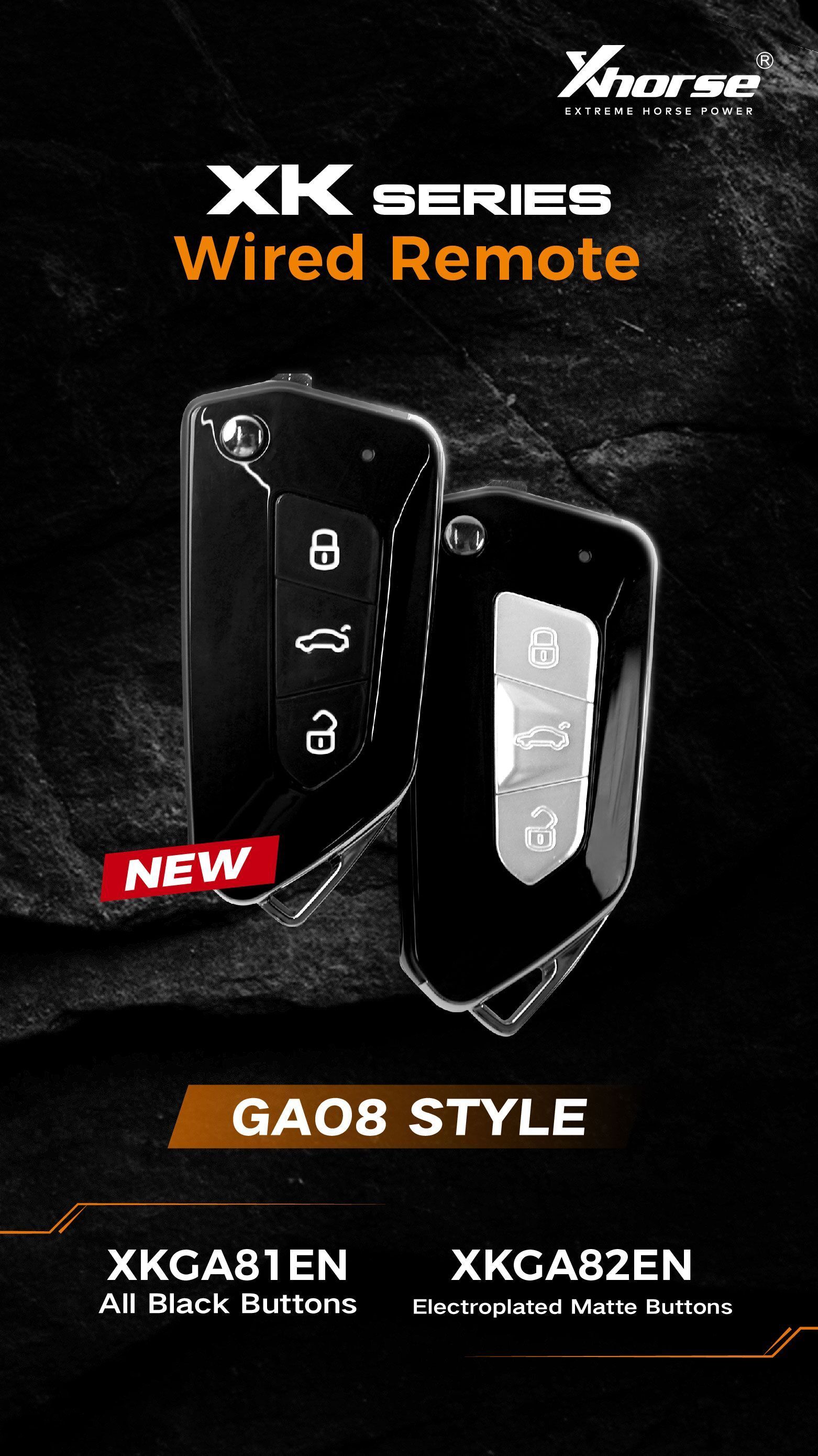XHORSE XKGA82EN Boutons mat galvanis&eacute;s GAO8 Style t&eacute;l&eacute;commande c&acirc;bl&eacute;e universelle