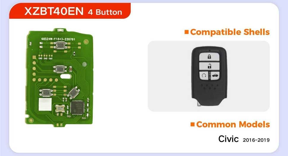5pcs XHORSE XZBT40EN 4 boutons HON.D PCBS