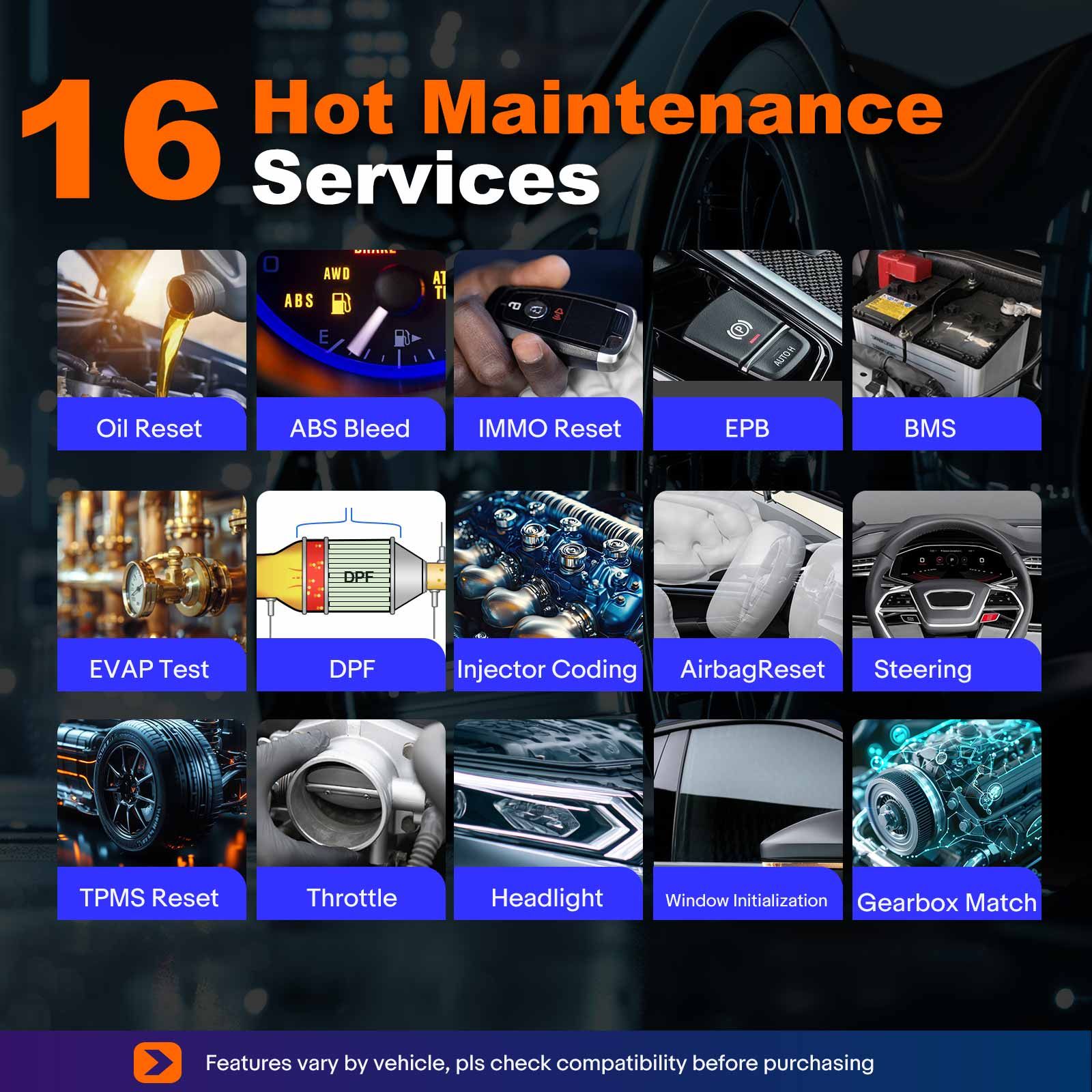 XTOOL D5S Vehicle Scanner with 16 Maintenance Services