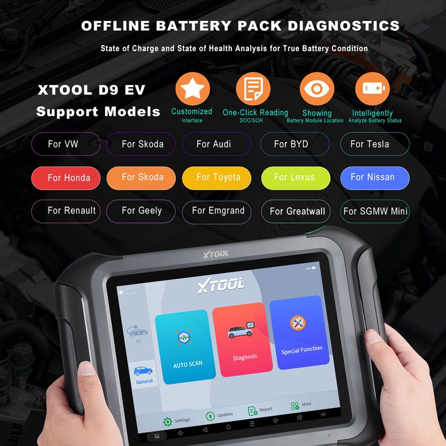 Tablette de diagnostic des véhicules électriques XTOOL D9 EV