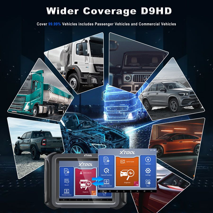 XTOOL D9HD Outil de diagnostic pour camions et voitures 
