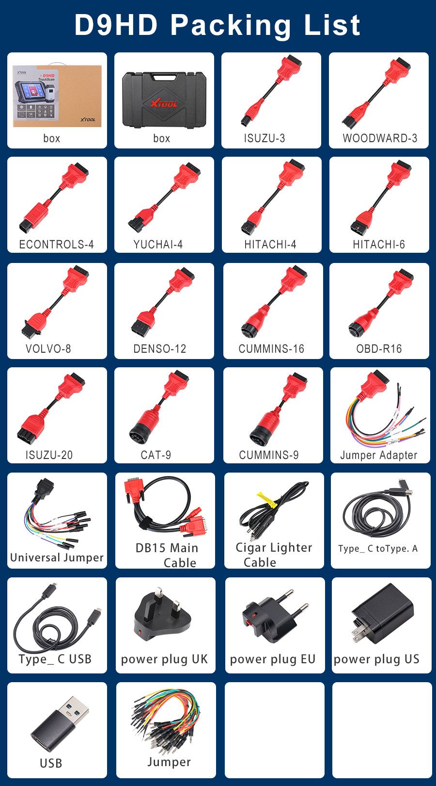 XTOOL D9HD Outil de diagnostic pour camions et voitures