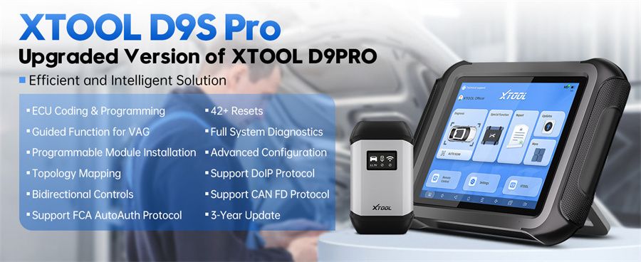  XTOOL D9S Pro Auto Diagnostic Scanner Support ECU Coding Key Programmation
