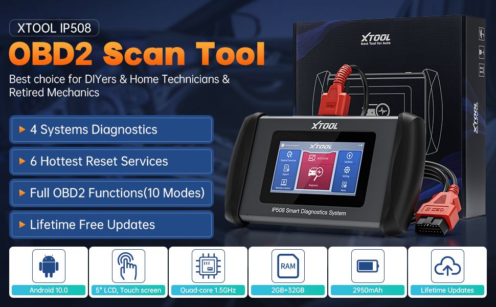 Outil de diagnostic du scanner XTOOL InPlus IP508 OBD2 avec 6 services