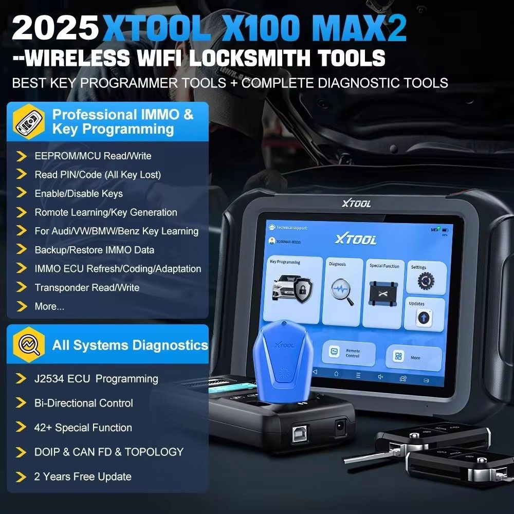 XTOOL X100 MAX 2 avec outil de programmation et de diagnostic cl&eacute; J2534