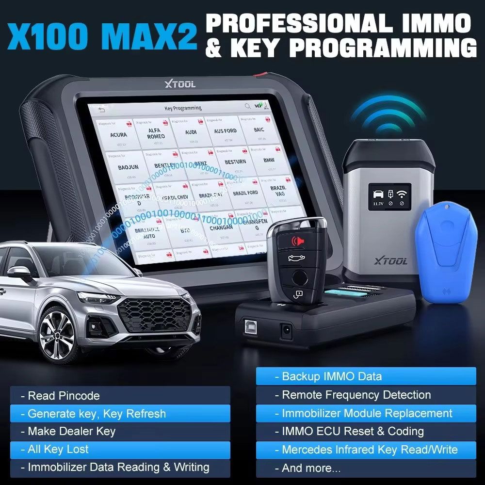 XTOOL X100 MAX 2 avec outil de programmation et de diagnostic cl&eacute; J2534