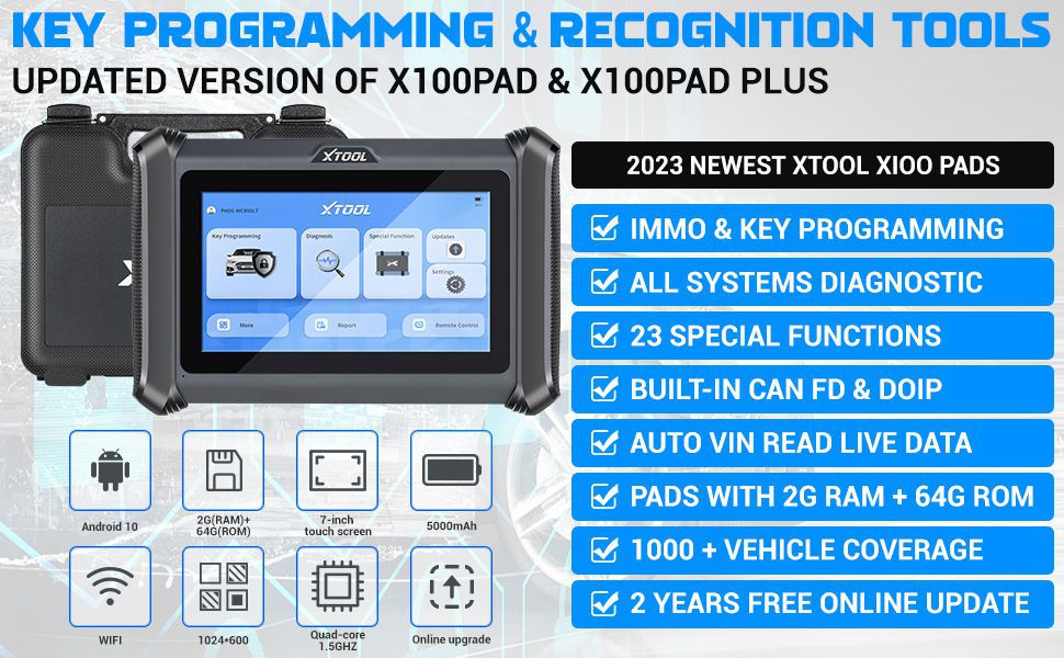 Xtool X100 pad s diagnostic complet du système 23 + fonctions de réparation x100pad plus