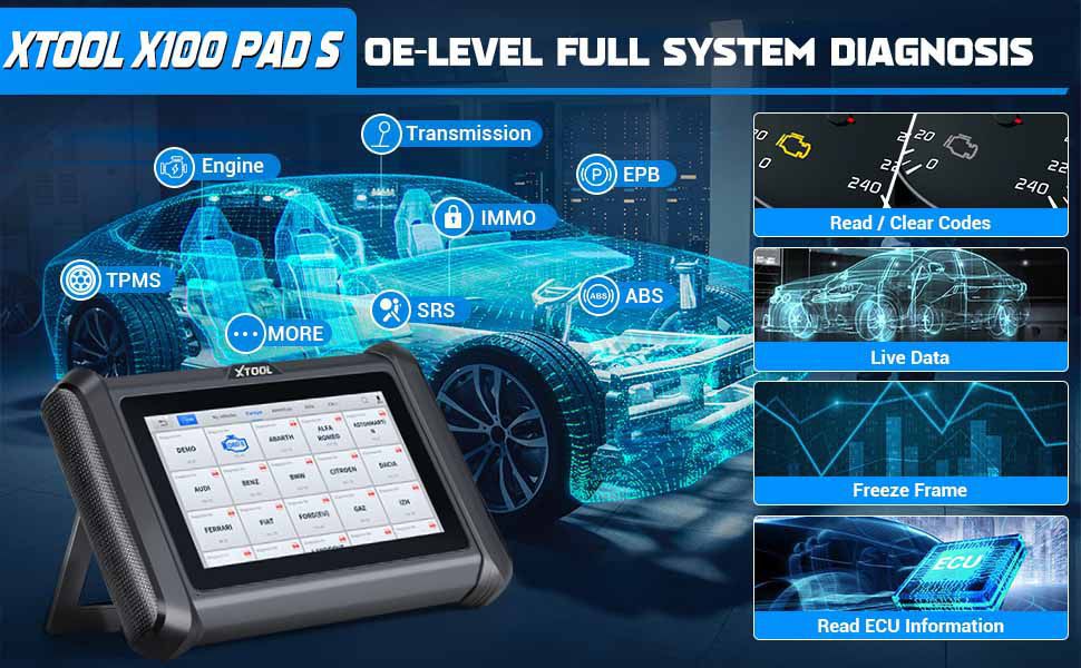 Xtool X100 pad s diagnostic complet du système 23 + caractéristiques de service x100pad plus