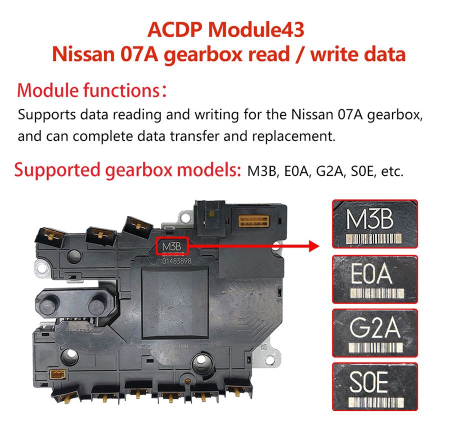 YANHUA ACDP Module 43: Nissan 07A Bo&icirc;te de vitesses Lire/&Eacute;crire des donn&eacute;es