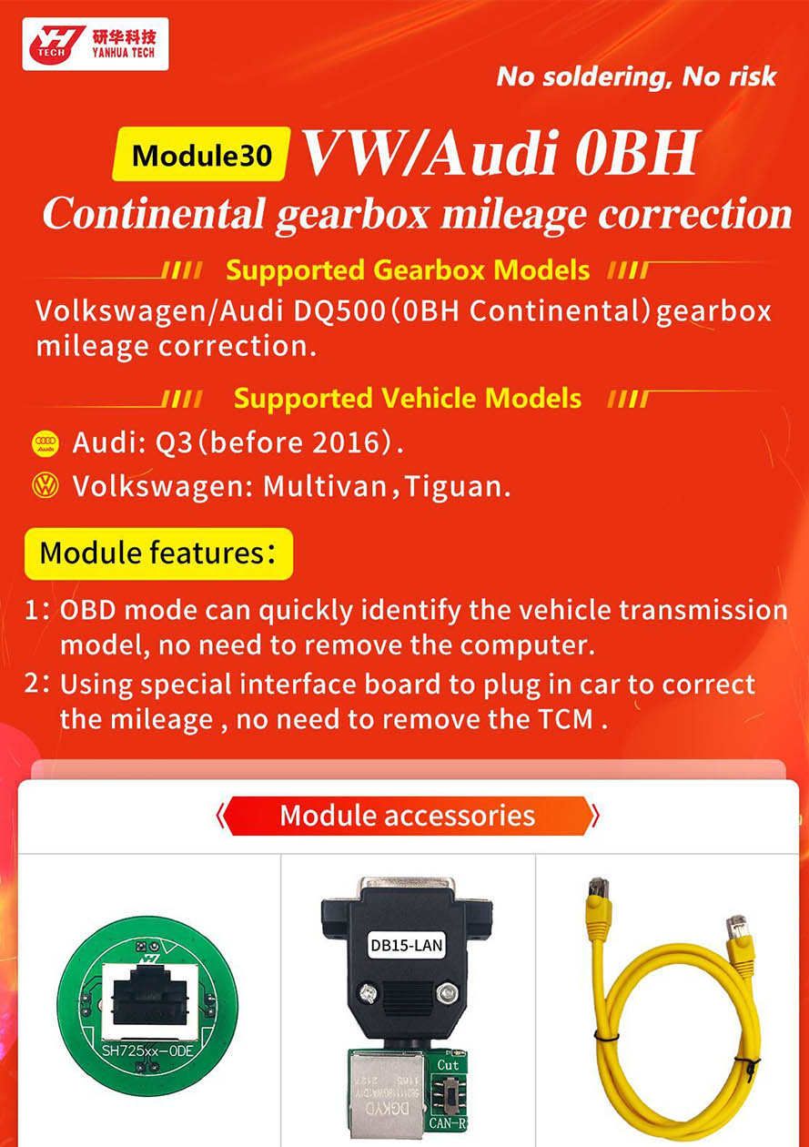 Yanhua ACDP Module30 pour VW/AUDI DQ500 0BH Continental Transmission Correction du kilométrage avec licence