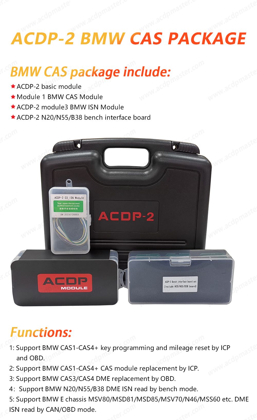 Yanhua Mini ACDP-2 BMW CAS Package avec Module1 CAS Module et Module3 ISN Module et N20/N55/B38 Banque Interface Board