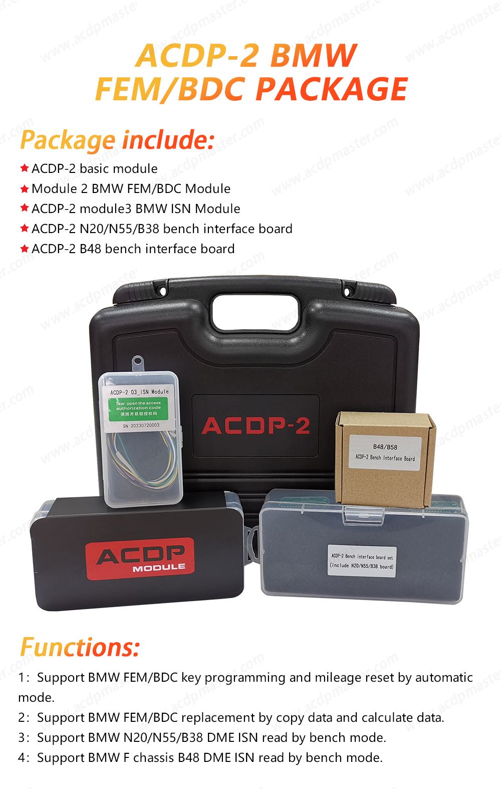 Yanhua Mini ACDP-2 pour BMW FEM/BDC Package avec Module 2/3 et B48/N20/N55/B38 Carte d'interface de banc