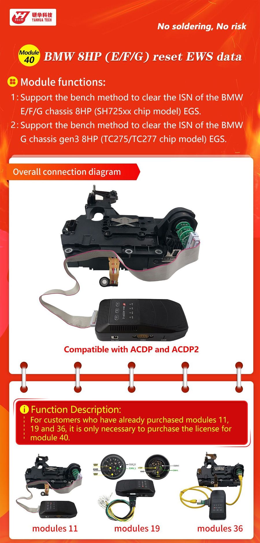 Yanhua Mini ACDP ACDP-2 Module 40 pour BMW 8HP (E/F/G) R&eacute;initialiser les donn&eacute;es EWS avec licence