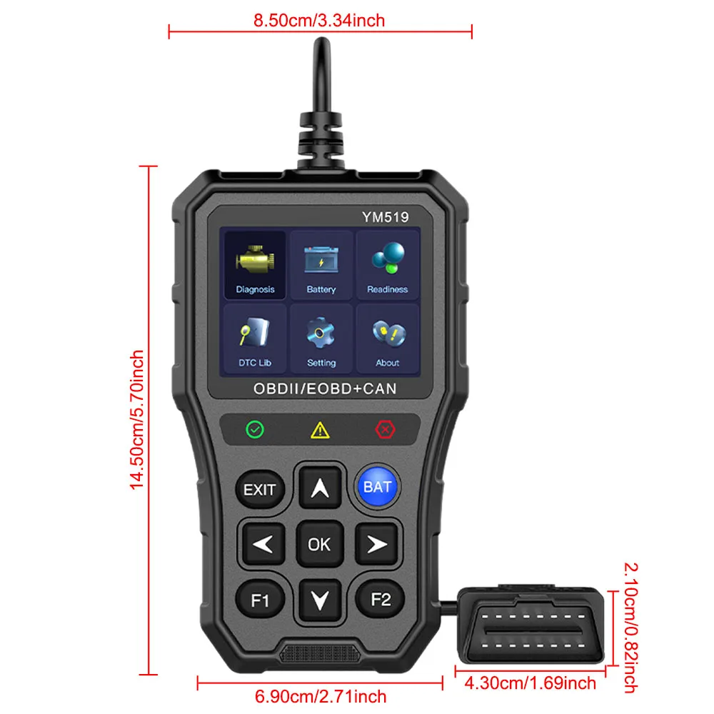 Lecteur de Code OBD2 YM519 Multilingue – Testeur de Batt